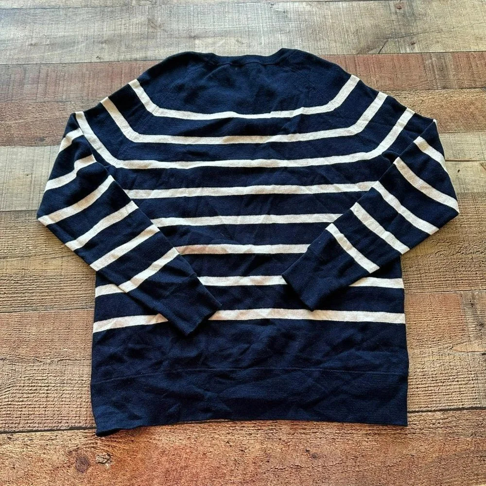 J. crew blue and white striped sweater men's small